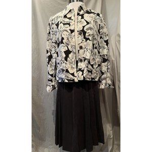Jones of New York  Flowered Silk/Lined Blazer Jacket 6 & Brown Silk Skirt 8